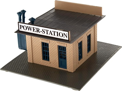 MODEL POWER - LIGHTED POWER STATION/w 2 FIGURES - #580 BUILT-UP - HO TRAIN - Imagen 3 de 3