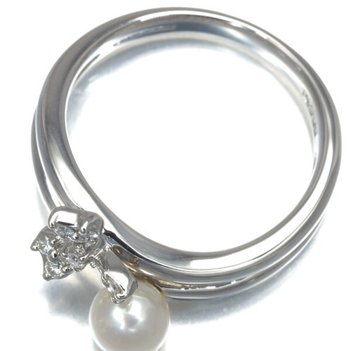 Auth VENDOME Ring Diamond Pearl US5.75-6 900 Platinum - Picture 3 of 5