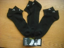 Mens NWT Adidas Low-Cut Socks 3prs BIG & TALL Black Cushioned SOFT Sz:XL (12-15)