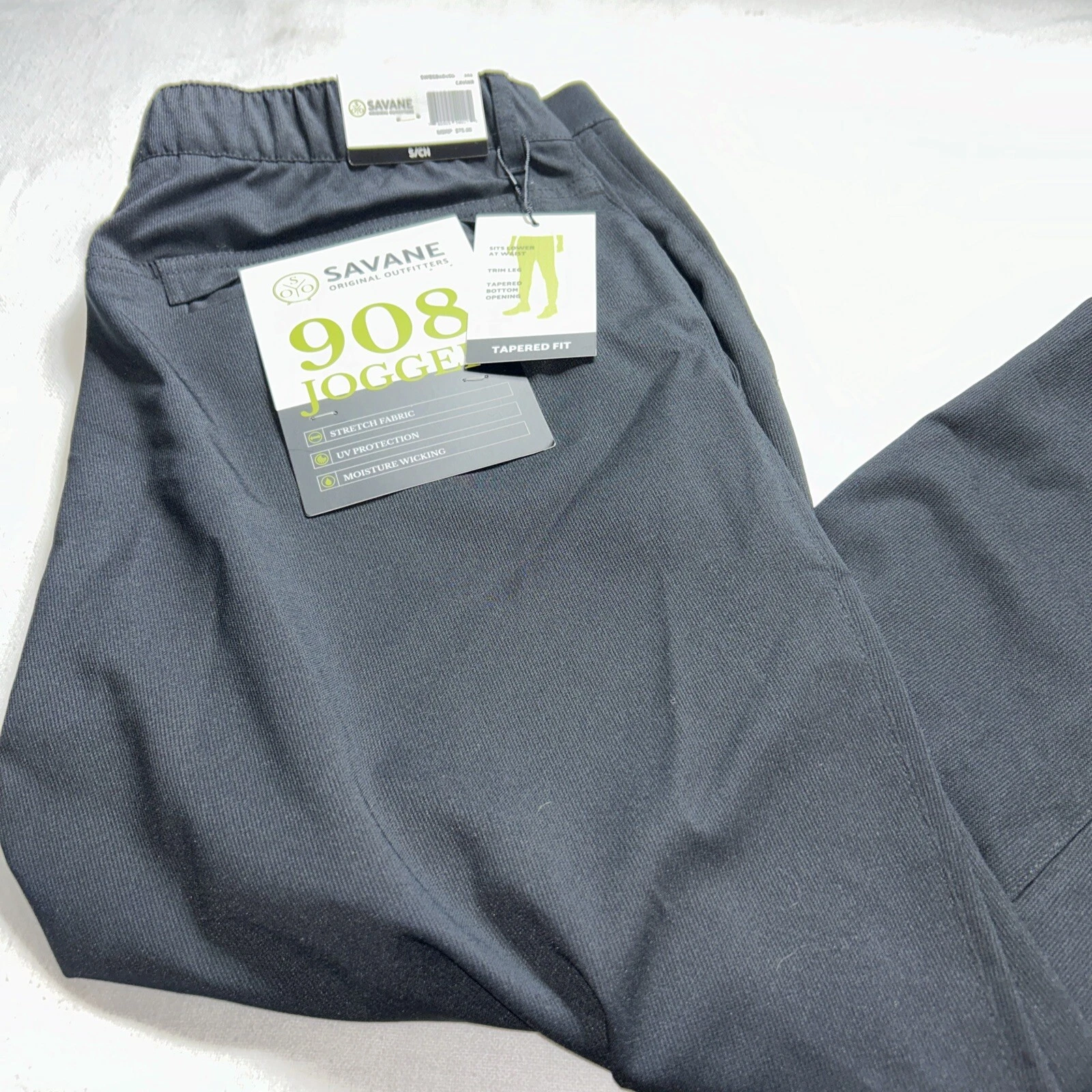 Savane Men's STRETCH FABRIC Hybrid Jogger Pants Black , Size Small 32w X 32l
