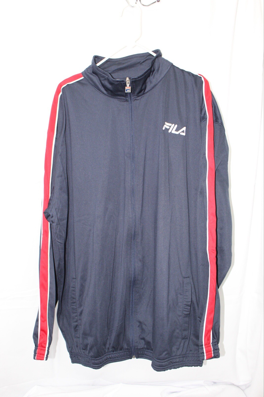 Giacca uomo Fila con zip 4XLT BLU NAVY Rhory Track nuova con etichetta righe rosse e bianche