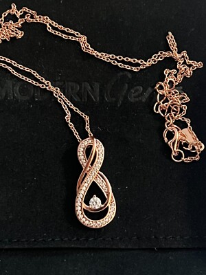 Modern Gents The Celine 18K Rose Gold Plated Simulated Diamond Infinity Necklace