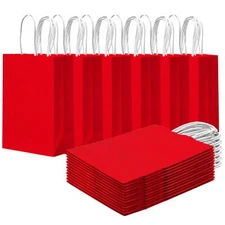 24PCS Small Gift Bag with Handles Bulk 8.3"x6"x3" Gift Bags Red Bags Multiple...