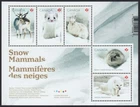 SNOW MAMMALS = ARCTIC FOX, DEER, RABBIT, LEMMING = S/S of 5 sts Canada 2021 MNH