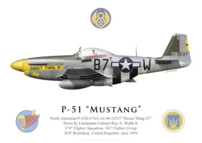 Print P-51D Mustang "Sweet Thing IV", Lt.Col. Webb, 374 FS, 361 FG (by G. Marie)