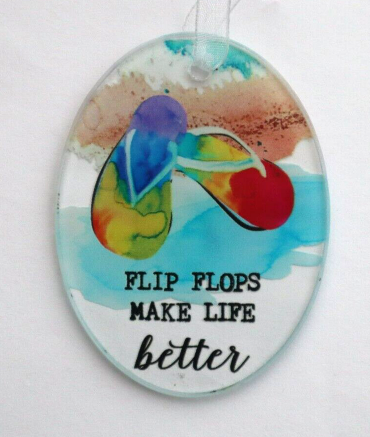 P2 Flip Flops Enhance Life with Seas Beauty & Ganz Glass Ornament-image