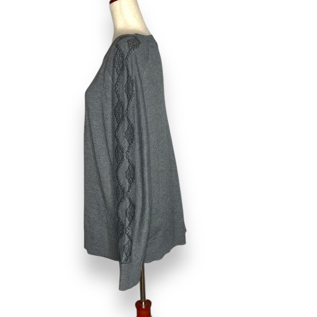 Smartwool Grey Round Neck Split Hem Pullover Knit… - image 2