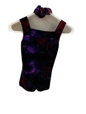 Freida B fioletowa kruszona aksamitna sukienka łyżwiarska dziecięca rozm. XL 30 $