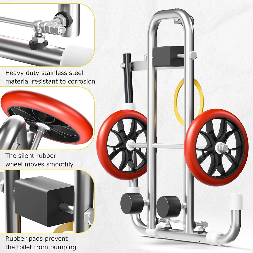 Toilet Installation Jack,Stainless Steel Foldable Toilet Cart Jack with Position - Image 3 of 4