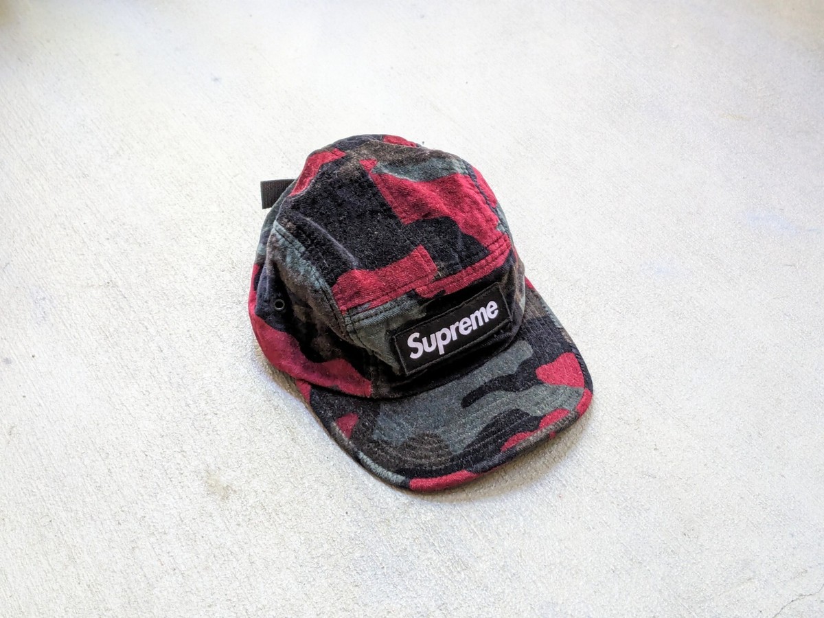 Supreme Velvet Camo Camp Cap Hat Red Black FW13 5-Panel BOGO Supreme Velvet Camo Camp Cap Hat Red Black FW13 5-Panel BOGO