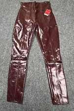 SPANX Faux Patent Leather Liquid Gloss Leggings Pants Ruby Sz Small NWT