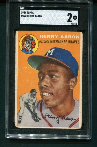 1954 Topps Hank Aaron Rookie HOF Milwaukee Braves SGC 2