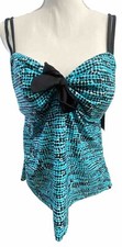 Ocean Dream Blue Lagoon Swimsuit Top Size 16 Aqua Black Adjustable Straps
