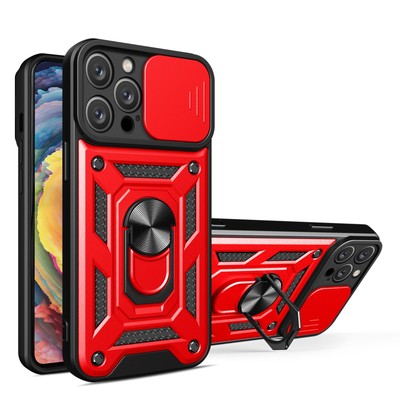 Reiko Kickstand Ring Holder with Slide Camera Cover TPU Magnetic Car Mount for A