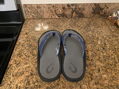 Olukai Ohana Flip Flops Therapeutic Comfy Sandals Deep Sea Navy Blue Sz 11 OluKai  main image 2