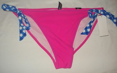 US POLO Assn Swimwear Swim Suit Bikini Bottom Pink White White Checkered String
