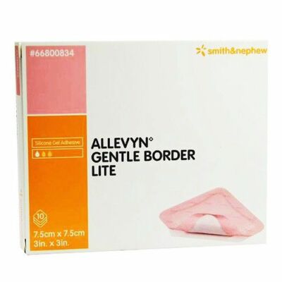 Allevyn Gentle Border Lite Foam Dressing 3'' x 3'', Box of 10, 2 Pack
