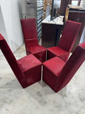 Red Cowhide Italian GRAZ Chairs By Baxter 4pc Set Modern Designer