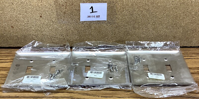 New Lot Of 3 P&S Stainless Steel 2G Toggle Switch Cover LINED Wallplate SS2