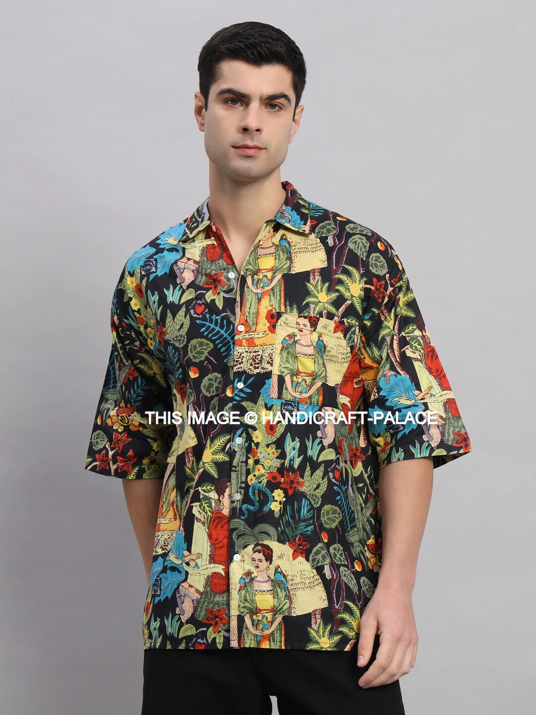Men's Short Sleeve Beach Party Oversized Cotton Shirts Black Farida Print Shirts
Opens in a new wind