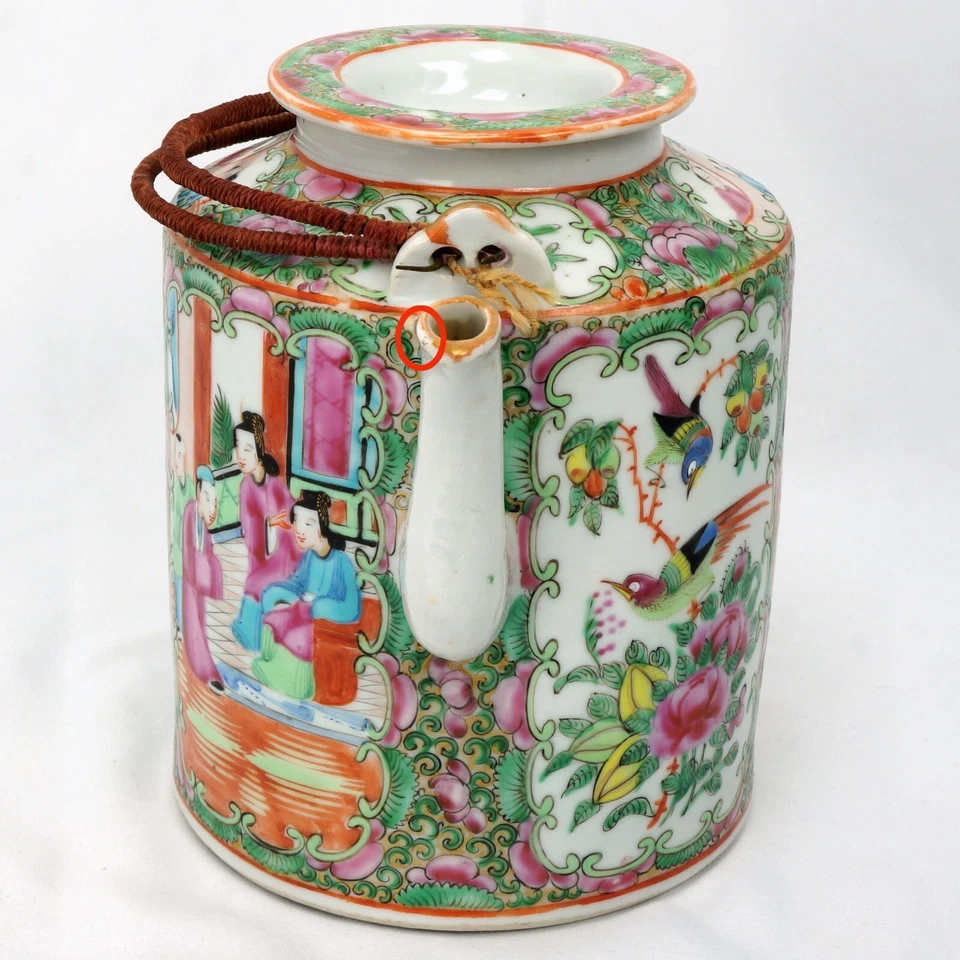 Tetera china rosa mandarina del siglo XIX alrededor de 1840 Foto 4 de 4