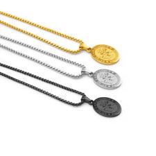 St Christopher Personalised Necklace in Silver, Gold or Black - Gift Boxed