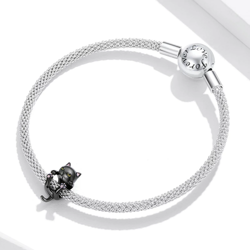 Charm chat tenant pour bracelet, breloque chat noir, breloque animal - Photo 5/8