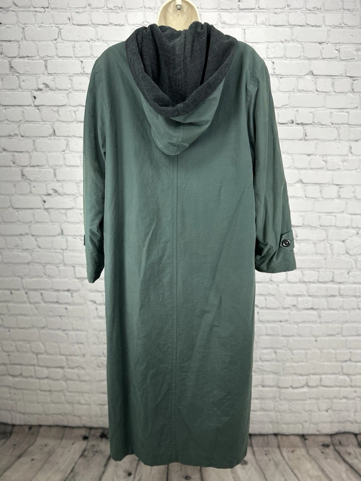 Gabardina London verde niebla forrada de lana con capucha y cinturón para mujer talla 6 regular Foto 2 de 4