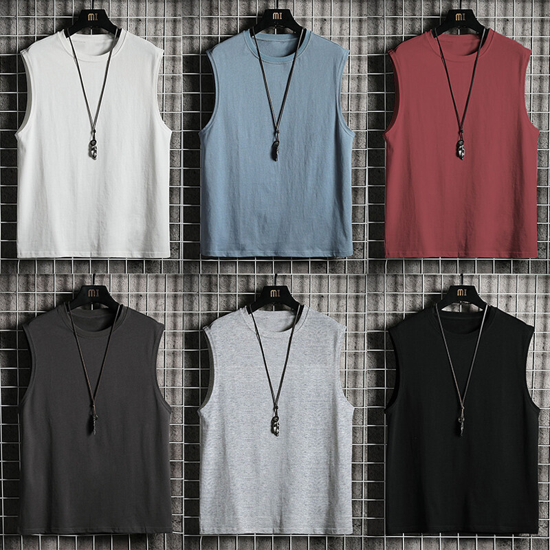 Mens Fashion Sleeveless Muscle Tees Solid Blank Tank T-Shirt Hot-Summer Gym TopⓏ