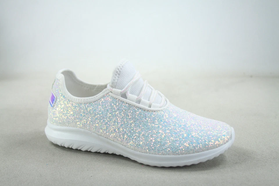 Women's Fashioin Glitter Sparkly Lightweight Metallic Tennis Sneaker Shoes NEW - Image 2 of 4