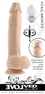 EVOLVED FULL MONTY THRUSTING & TWIRLING DILDO REMOTE CONTROL 9 INCH VIBRATOR 
