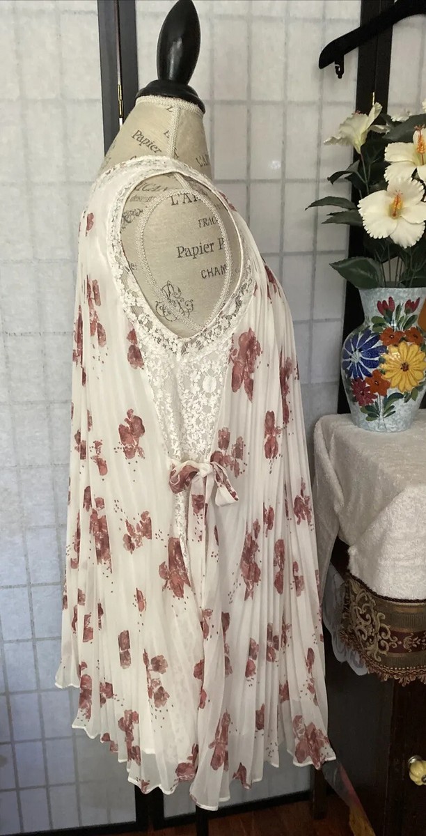 Free People Wom S Boho Accordian Pleat A-Line Dress Lace Insets