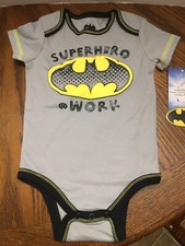Batman Bodysuit 6-9 Months Creeper Outfit One Piece "Superhero  Work" NWT Gray