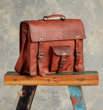 Leather Satchel Messenger Bag Genuine Shoulder 11'' Handmade Crossbody New