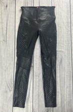 Spanx Faux Leather Moto Leggings Women's Size Medium Black Casual Comfort