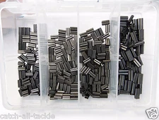 Mini Black Double Barrel Copper Crimps KIT- 100each .8mm,1.0mm,1.2mm,1.4mm 