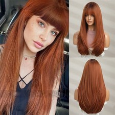 Full-Head Wig Long Straight Wig Women Dirty Orange Hair Hair Fashion