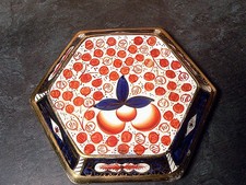 Hexagonal Antique 1920s Gaudy Welsh Imari Style Teapot Tea Pot Stand Collectable