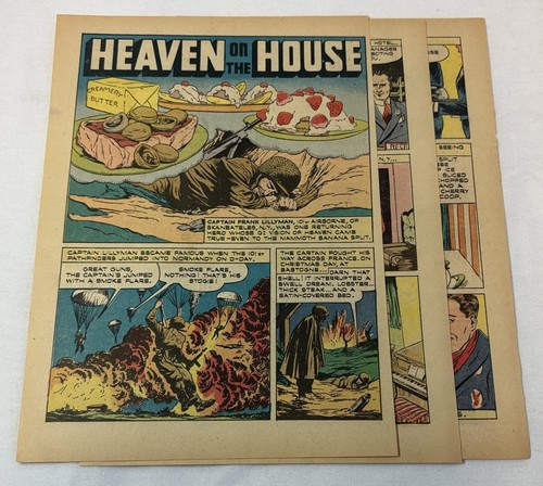1946 four page cartoon story ~ CAPTAIN FRANK LILLYMAN Normandy, D-Day
