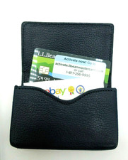 Card Case Leather Magnetic Closure Hard Case Misook Business Credit Cards Navy