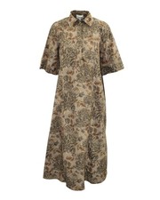 Ganni Floral Print Poplin Maxi Dress In Cotton Women Brown Size 32