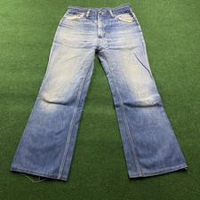 Vintage MAVERICK Flare Jeans Mens 34 Blue 70S Denim Faded Patina FITS 32x28 USA