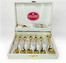 Vintage vergoldet Royal Albert OLD COUNTRY ROSES 6 Teelöffel Marmeladenlöffel Butter