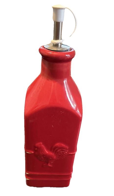 Oil Vinegar Ceramic Red Rooster Pattern Container