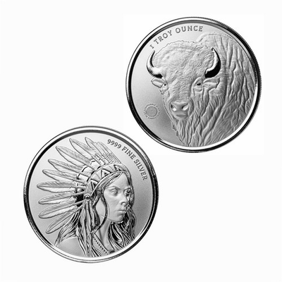 #ad 1 Troy Ounce Scottsdale Buffalo Girl Silver Bullion Round $37.74