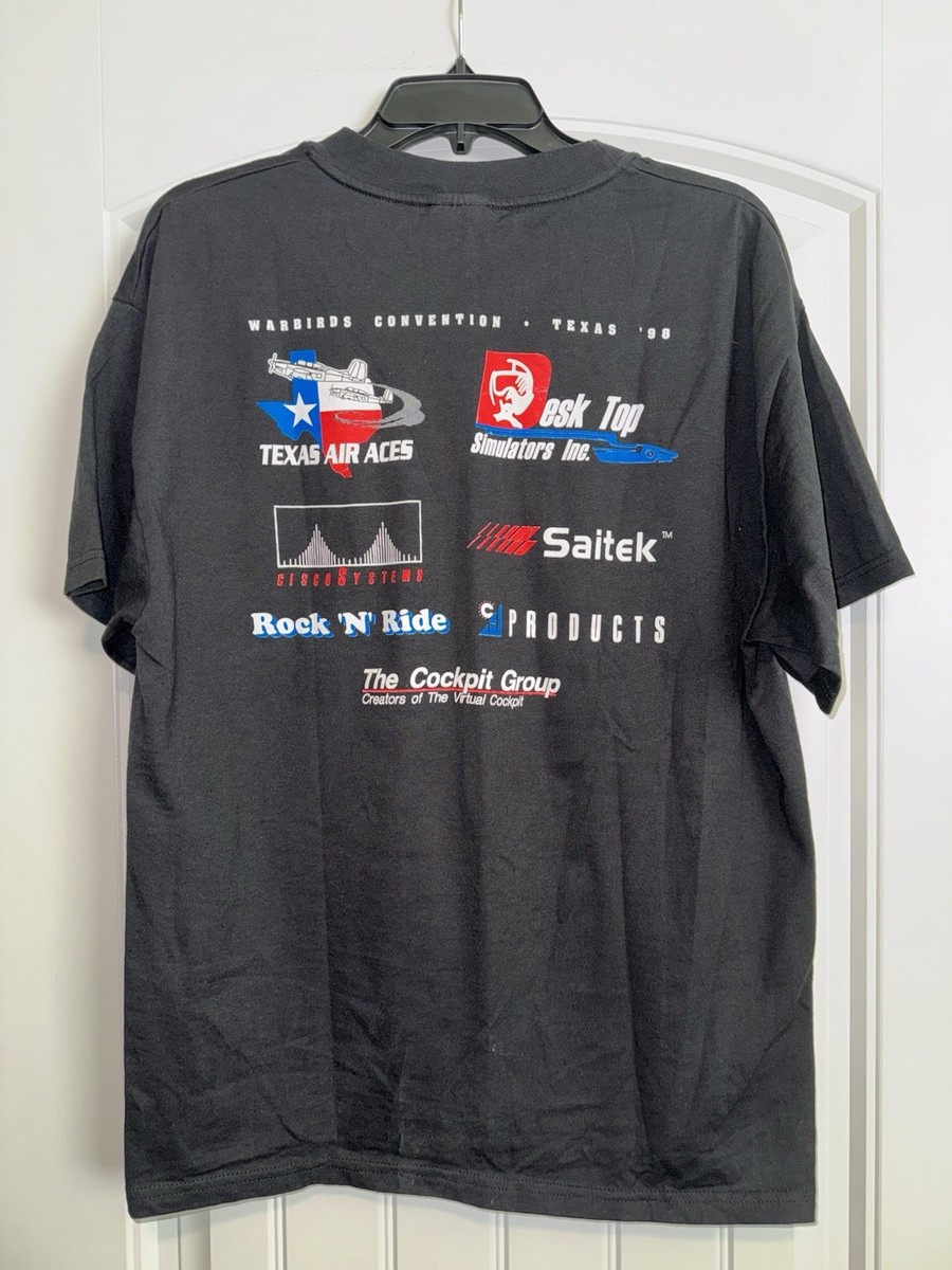 VTG PC Gaming Flight Simulator T Shirt 90s Large Black Microsoft Saitek View 2