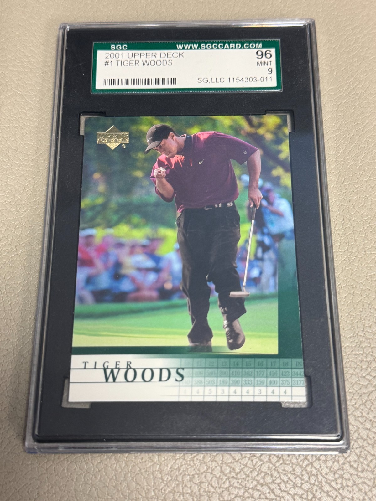 2001 Upper Deck Golf #1 Tiger Woods Rookie Mint SGC 9