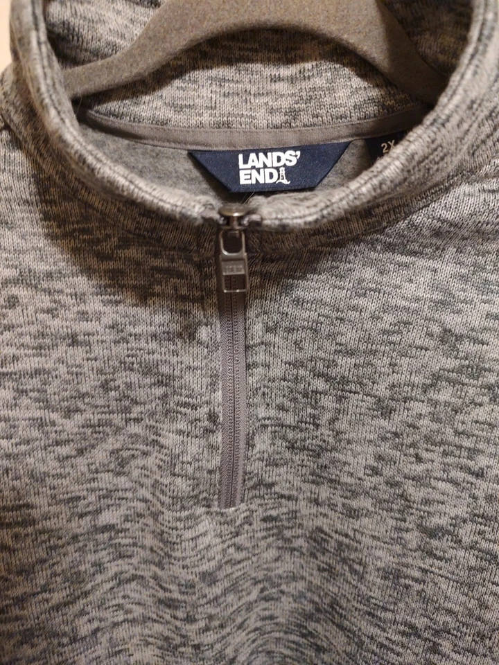 Lands End Mujer’s 2X Pullover 1/4 Cremallera con Manga Cremallera Bolsillo Gris Brezo Activewr Foto 3 de 4