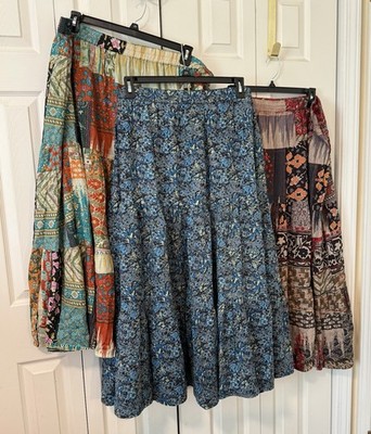Lot of (3) Catalog Classics Women's Plus 3X Reversible Stretchy Waist Maxi Skirt