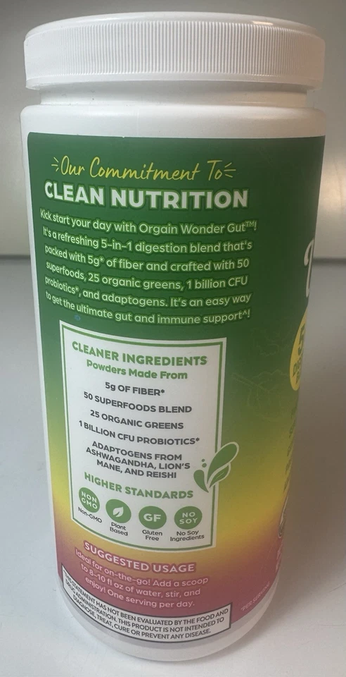 Orgain Organic Wonder Gut Fiber Supplement Powder, 5 in 1. Strawberry Lemonade. - Image 3 of 4